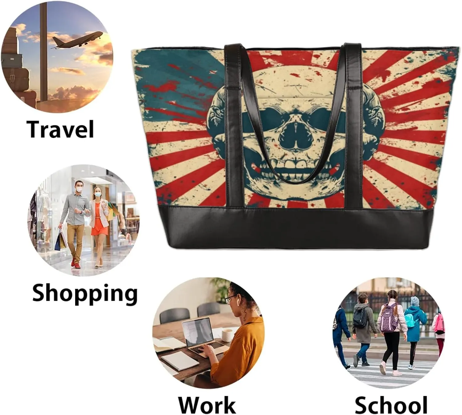 Tote Bag for Women with Zipper, Laptop Tote Bags Laptop Sleeve Case Shoulder Bag