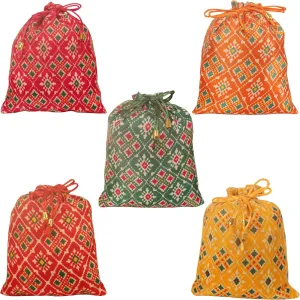 Touchstone Drawstring Bags Traditional Indian Handcrafted Fabric Perfect for Gifts Jewelry Weddings Pouches Purses Potli