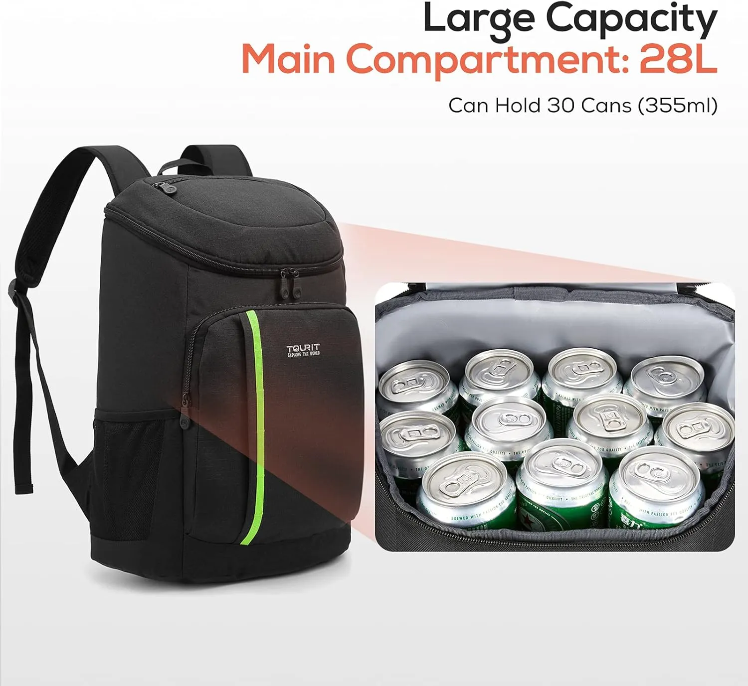 TOURIT Cooler Backpack 30 Cans Lightweight Insulated Backpack Cooler Leak-Proof for Men and Women