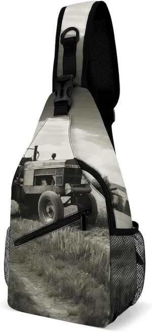Tractor Agriculture Tranquil Crossbody Sling Bag for Women Men Sling Backpack Travel Chest Bag Pack Man Purse Shoulder Bags Daypack for Travel Hiking Cycling