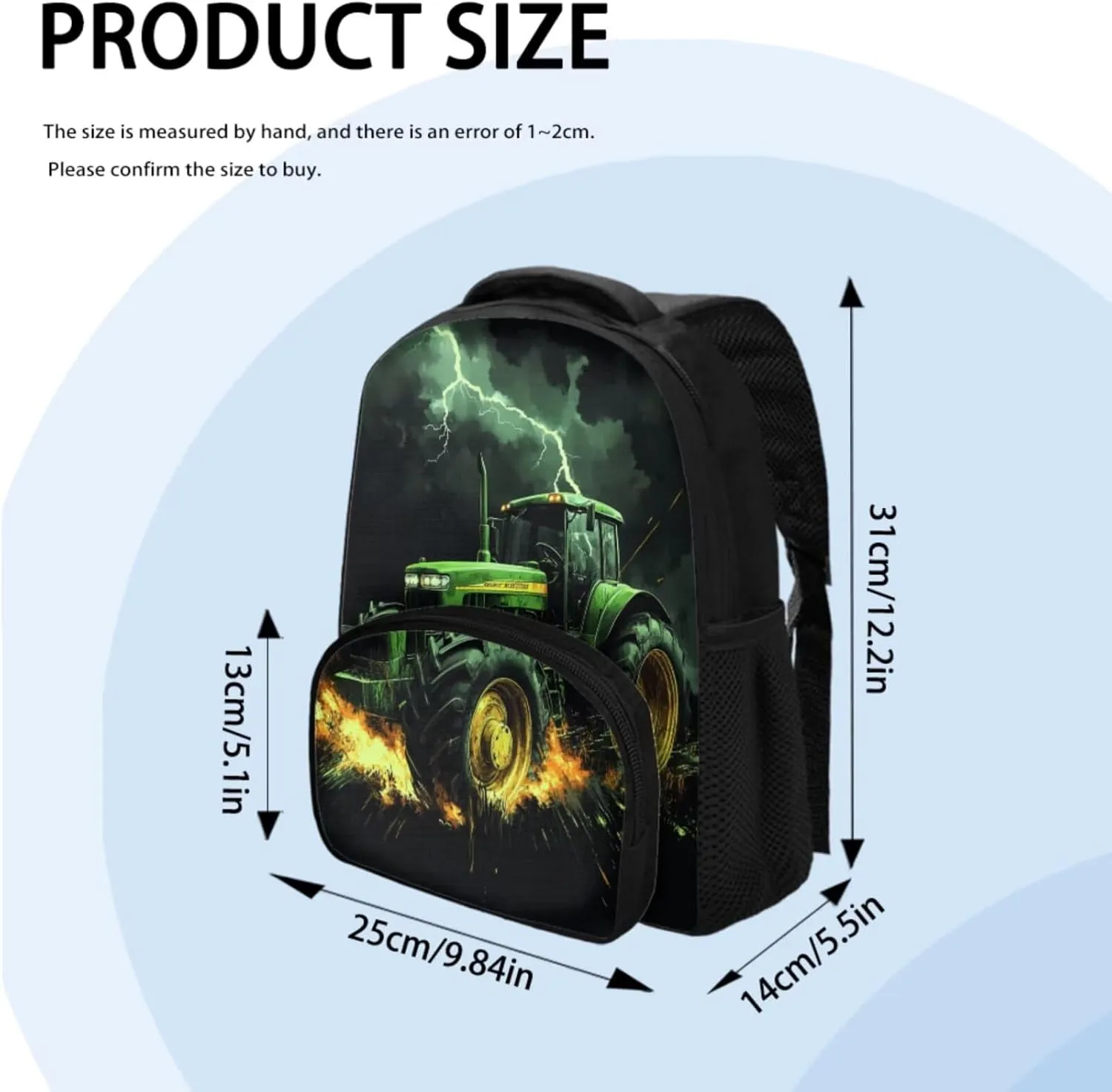 Tractor Backpacks Set with Lunch Box Pencil Case Lightweight Book Bags for Little Boys Kindergarten 3 PCS Set School Back Pack for Kids Picnic or Travel Camping