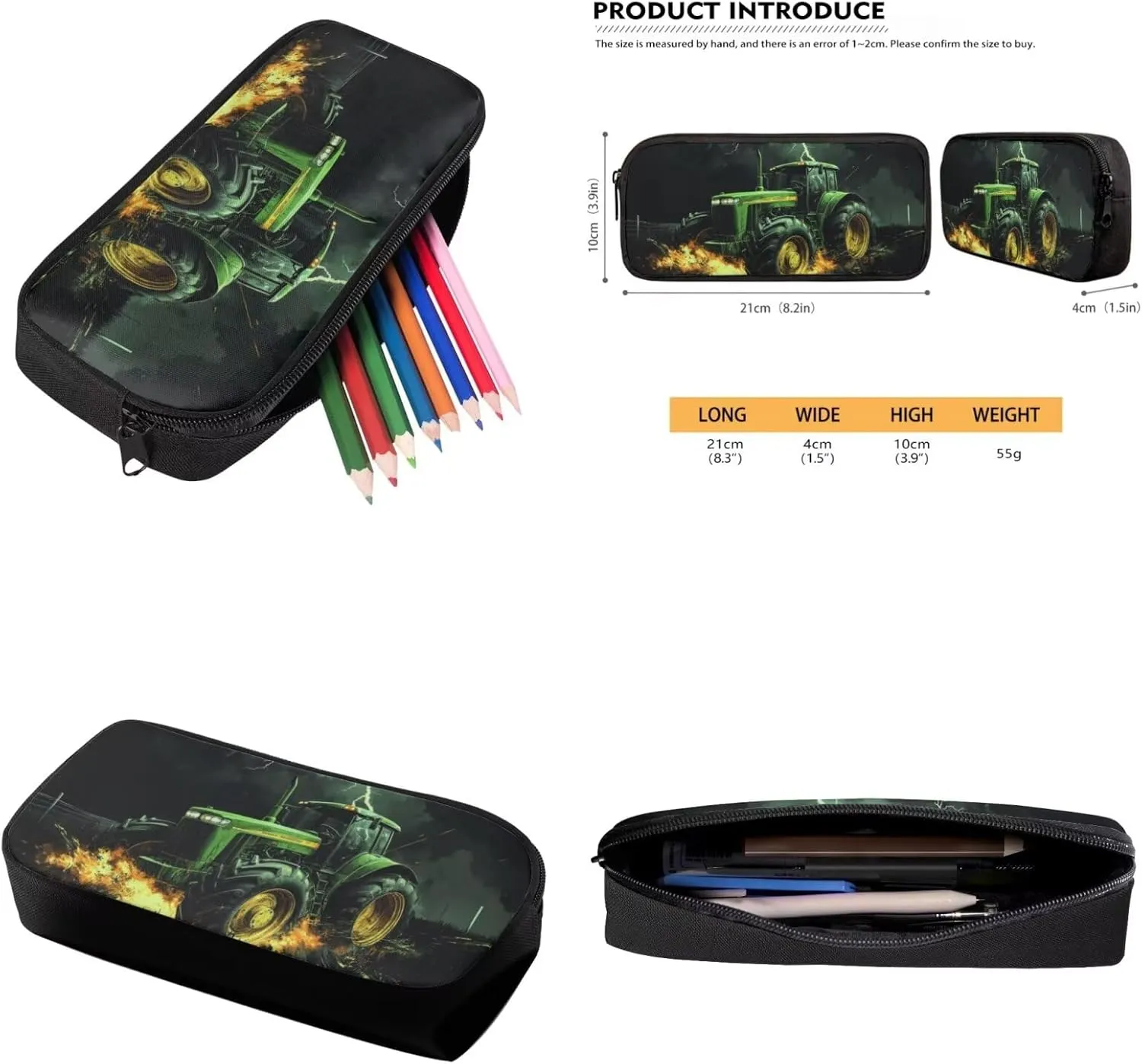 Tractor Backpacks Set with Lunch Box Pencil Case Lightweight Book Bags for Little Boys Kindergarten 3 PCS Set School Back Pack for Kids Picnic or Travel Camping