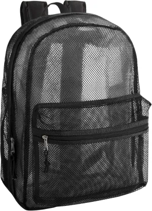 Transparent Mesh Backpacks for School Kids, Beach, Travel - Mesh See Through Backpack with Padded Straps Large
