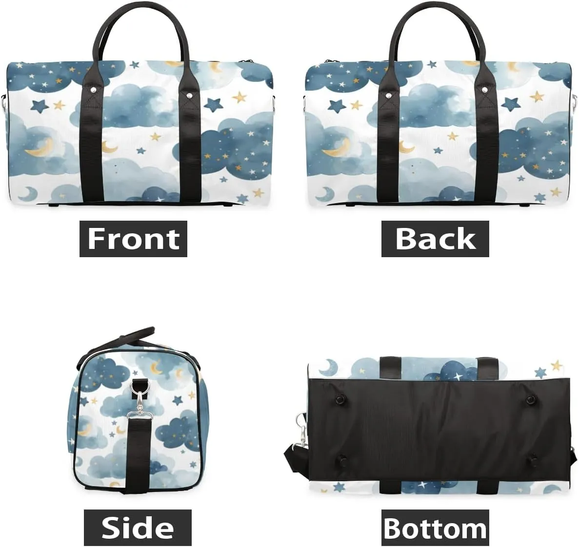 Travel Duffle Bag Cloud Star Moon Gym Bags for Men Women Travel Duffel Bags with Adjustable Shoulder Strap Carry On Weekender Bag