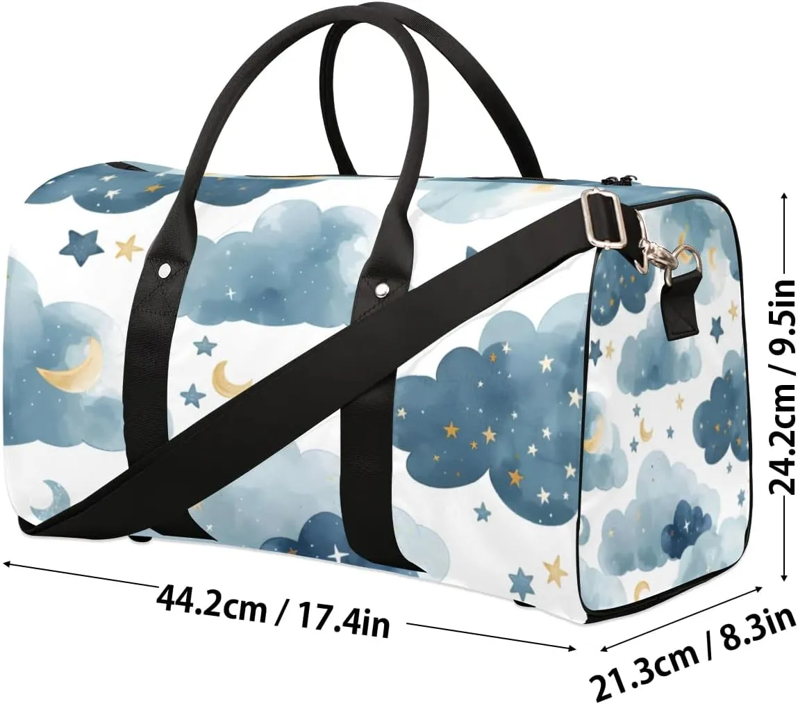 Travel Duffle Bag Cloud Star Moon Gym Bags for Men Women Travel Duffel Bags with Adjustable Shoulder Strap Carry On Weekender Bag