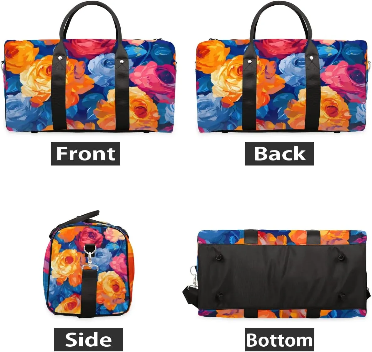 Travel Duffle Bag Floral Print Gym Bags for Men Women Travel Duffel Bags with Adjustable Shoulder Strap Carry On Weekender Bag