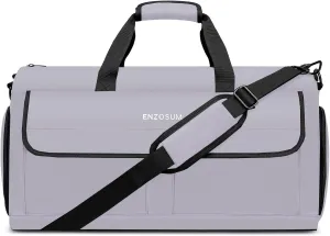 Travel Garment Bag Suit Bags for Men with Shoulder Strap & Shoes Compartment, Water Resistant Carry On Garment Duffle Bag - 2 in 1 Hanging Suit Garment Bags for Travel, Grey
