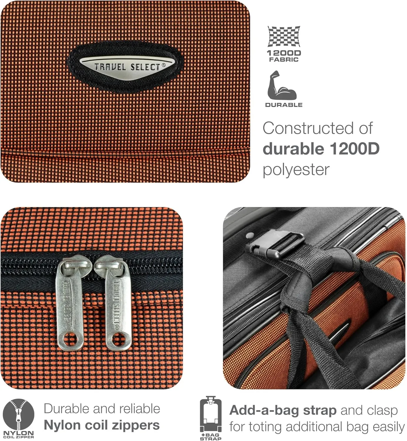 Travel Select Amsterdam Expandable Rolling Upright Luggage, Gray, 4-Piece Set
