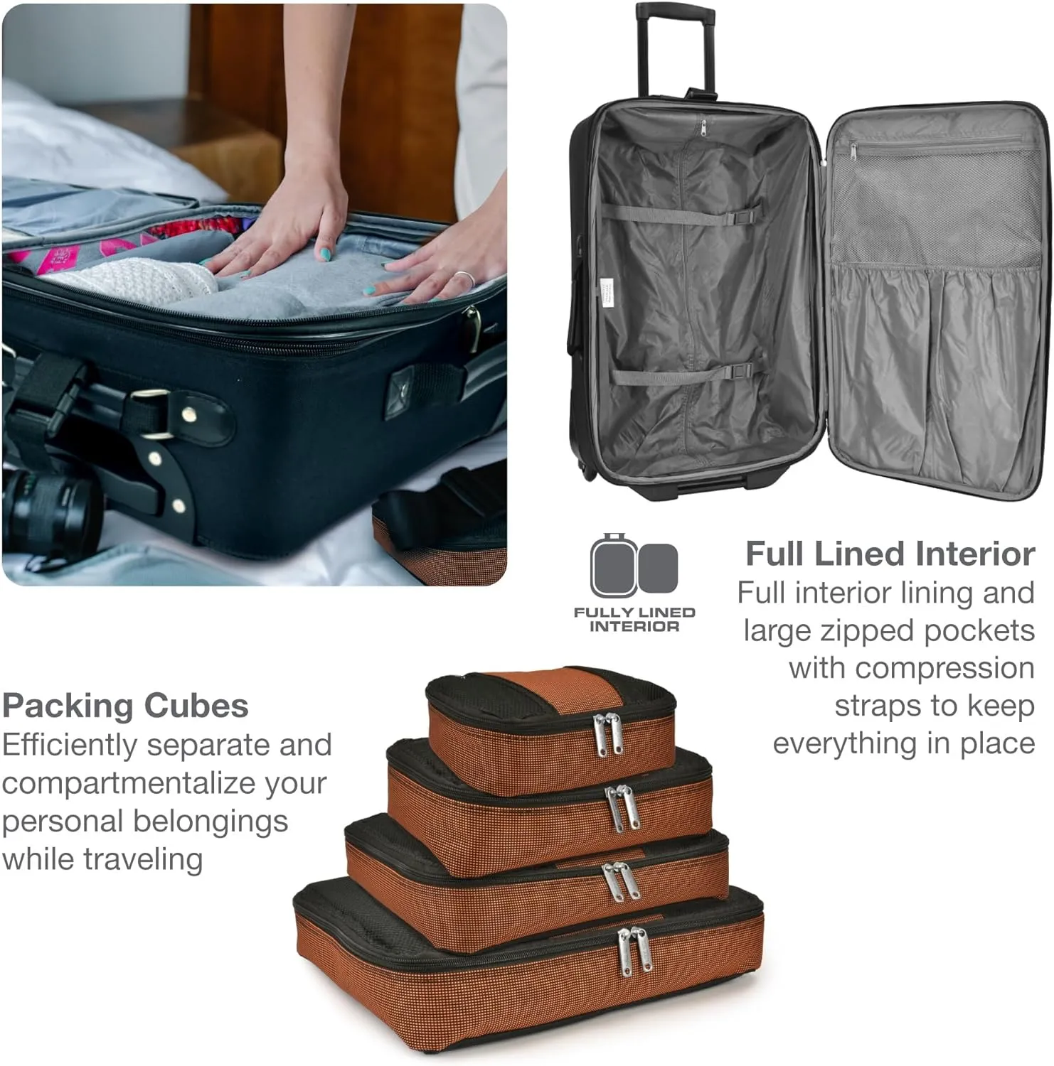 Travel Select Amsterdam Expandable Rolling Upright Luggage, Gray, 4-Piece Set