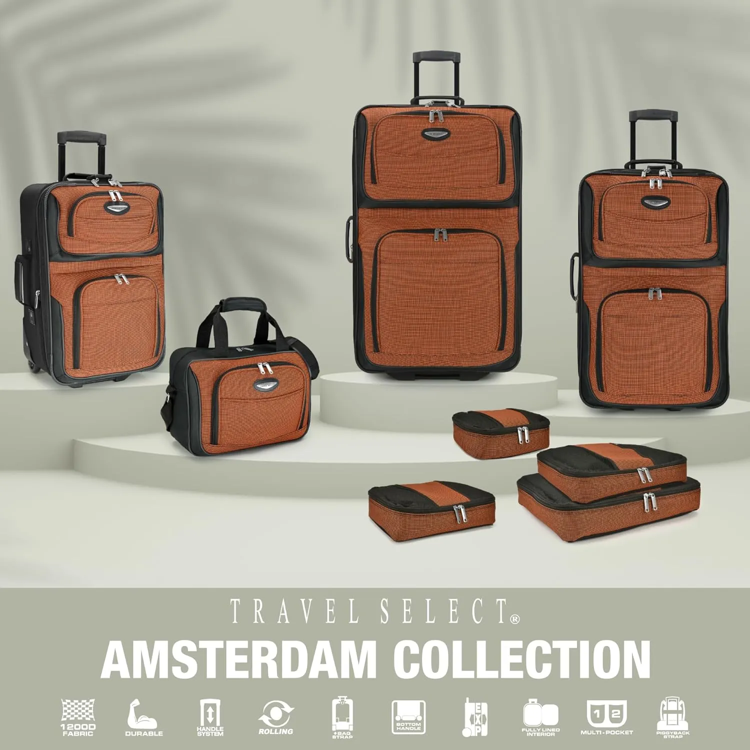Travel Select Amsterdam Expandable Rolling Upright Luggage, Gray, 4-Piece Set
