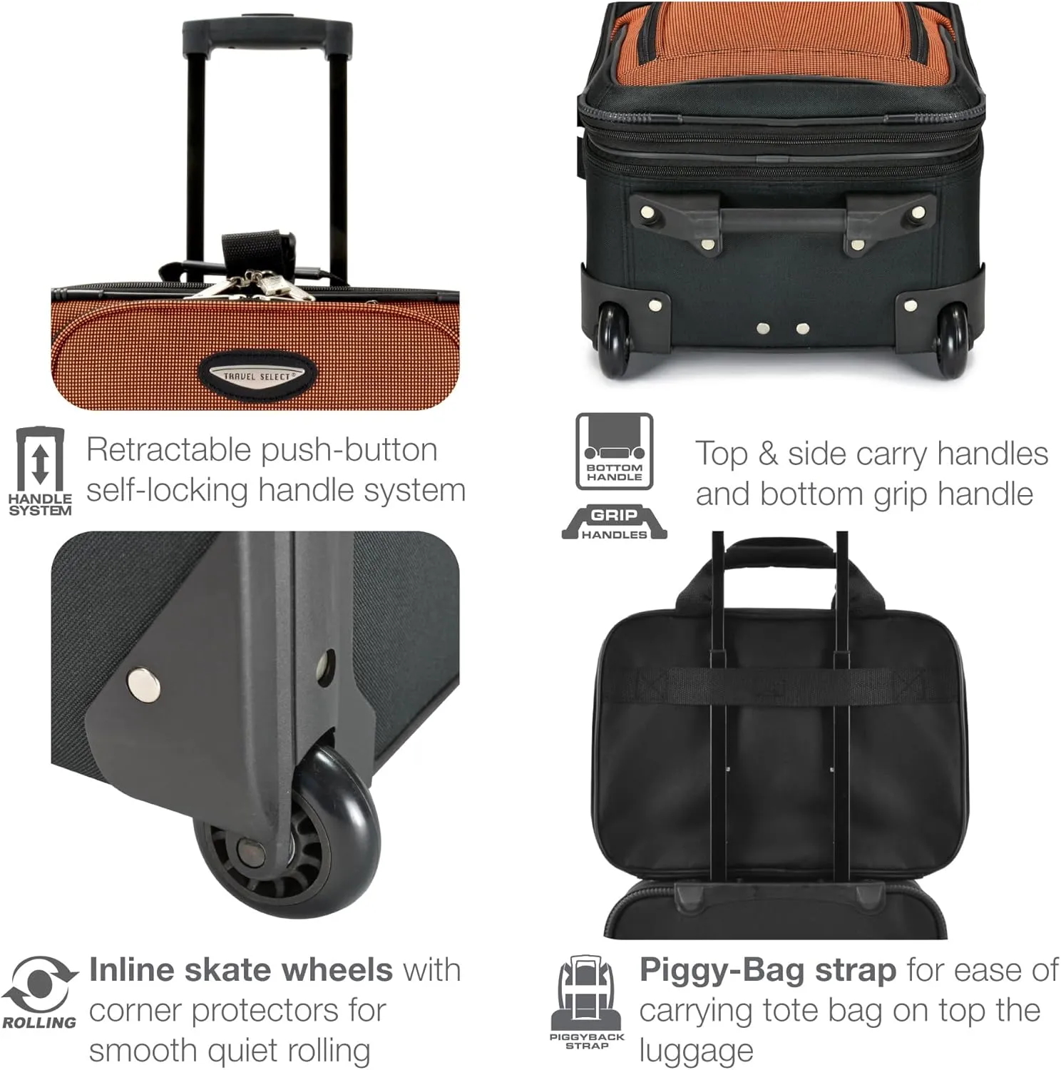 Travel Select Amsterdam Expandable Rolling Upright Luggage, Gray, 4-Piece Set