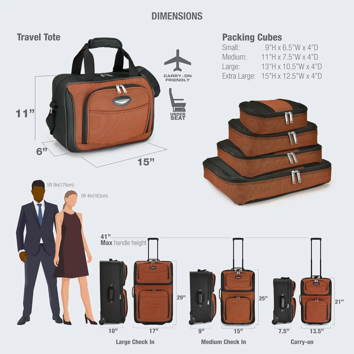 Travel Select Amsterdam Expandable Rolling Upright Luggage, Orange, 4-Piece Set
