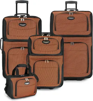 Travel Select Amsterdam Expandable Rolling Upright Luggage, Orange, 4-Piece Set