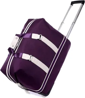 Travel Suitcase Double -Layer Clothing Bag Abrasion Resistance Wheeled(Purple)