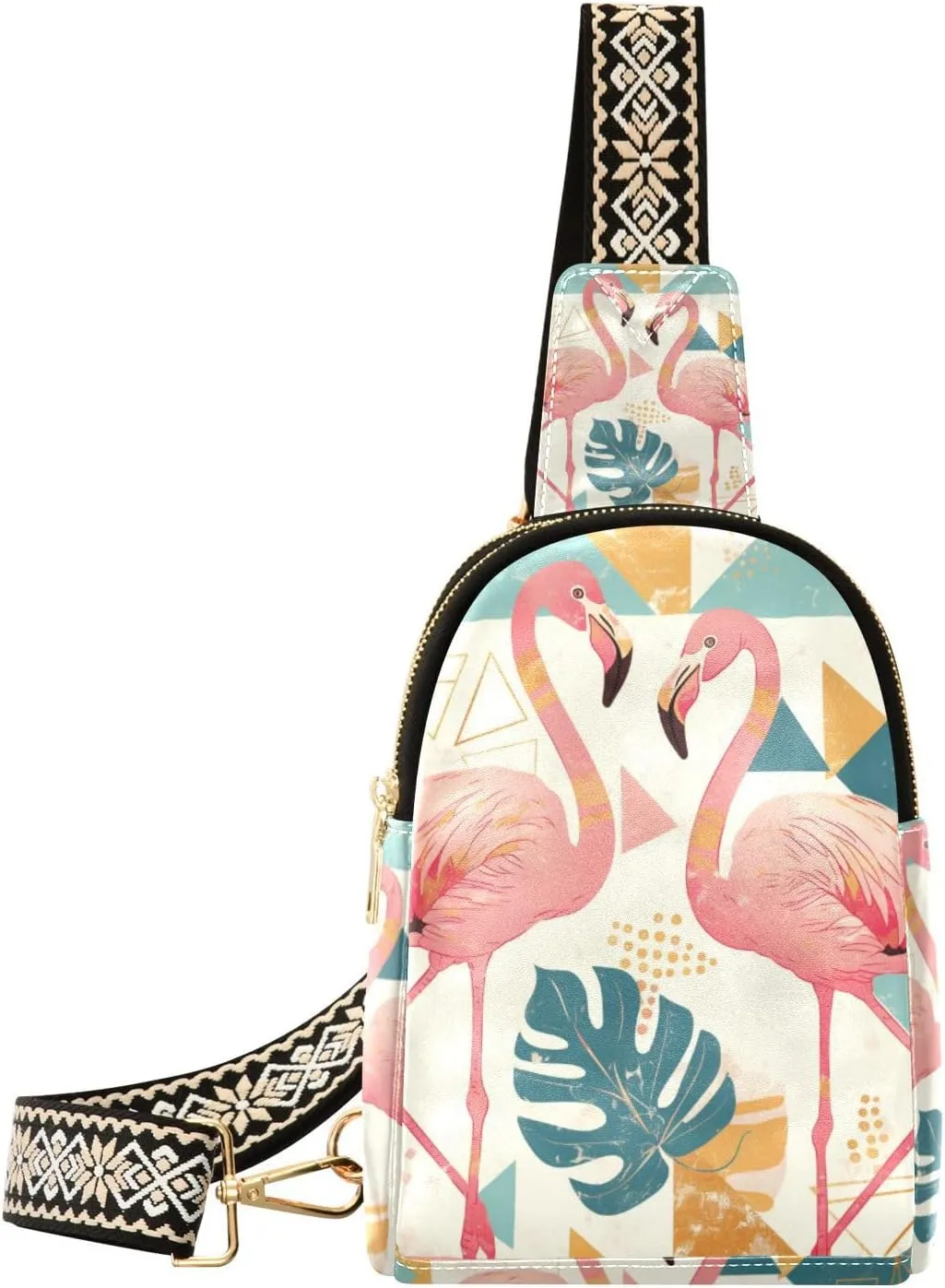 trendy Geometric Flamingos crossbody fanny pack cute travel bags for women for day pack