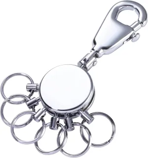 TROIKA PATENT – KYR60/CH – Keyring – incl. Carabiner – 6 exchangeable rings – metal/brass– shiny – chrome plated – silver – TROIKA-original