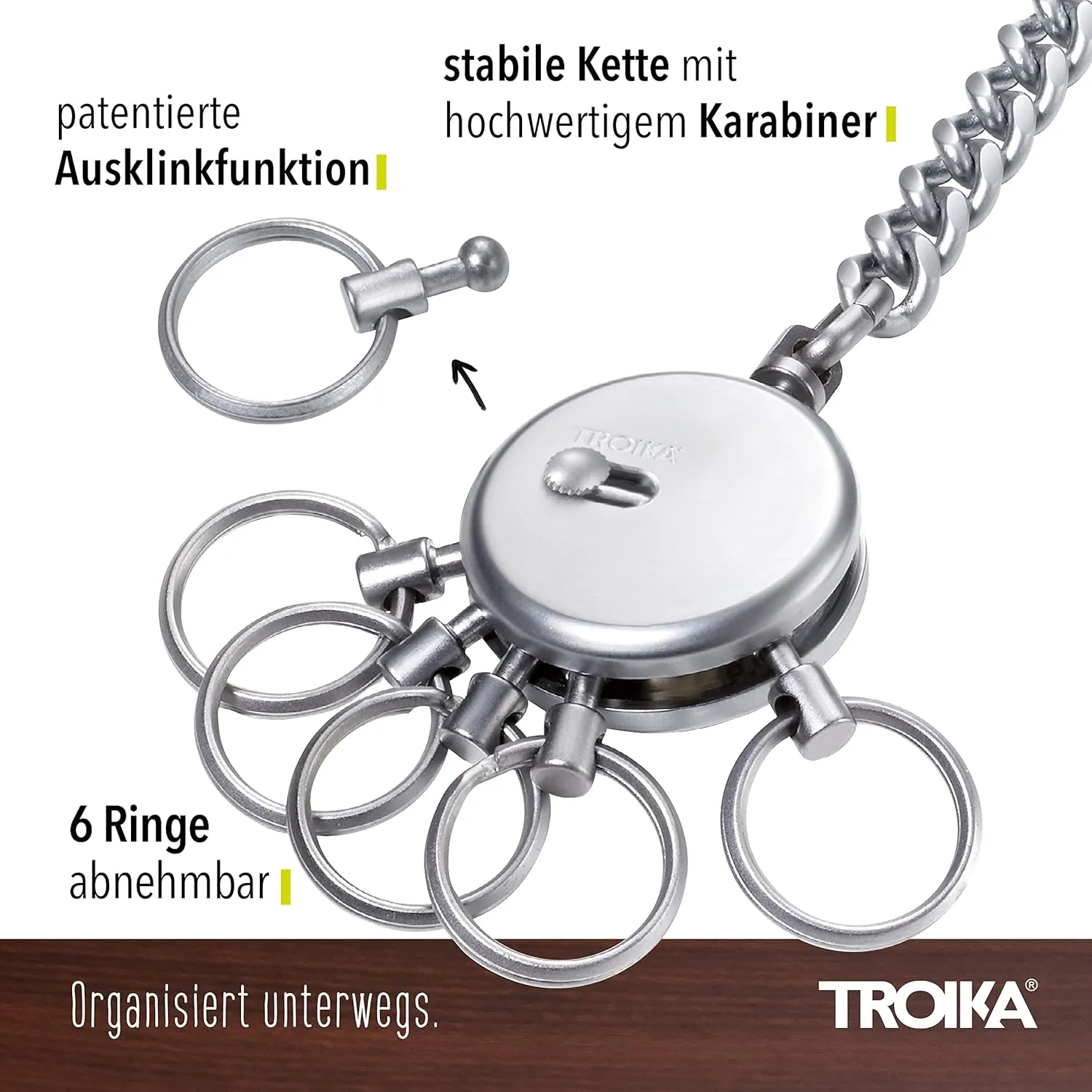 Troika Patent Quick-release Keychain with Belt Loop Chain