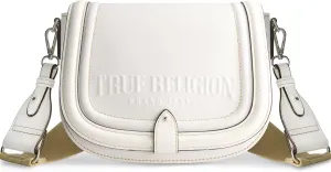 True Religion Saddle Bag, Women's Denim and Faux Leather Crossbody Purse with Adjustable Shoulder Strap