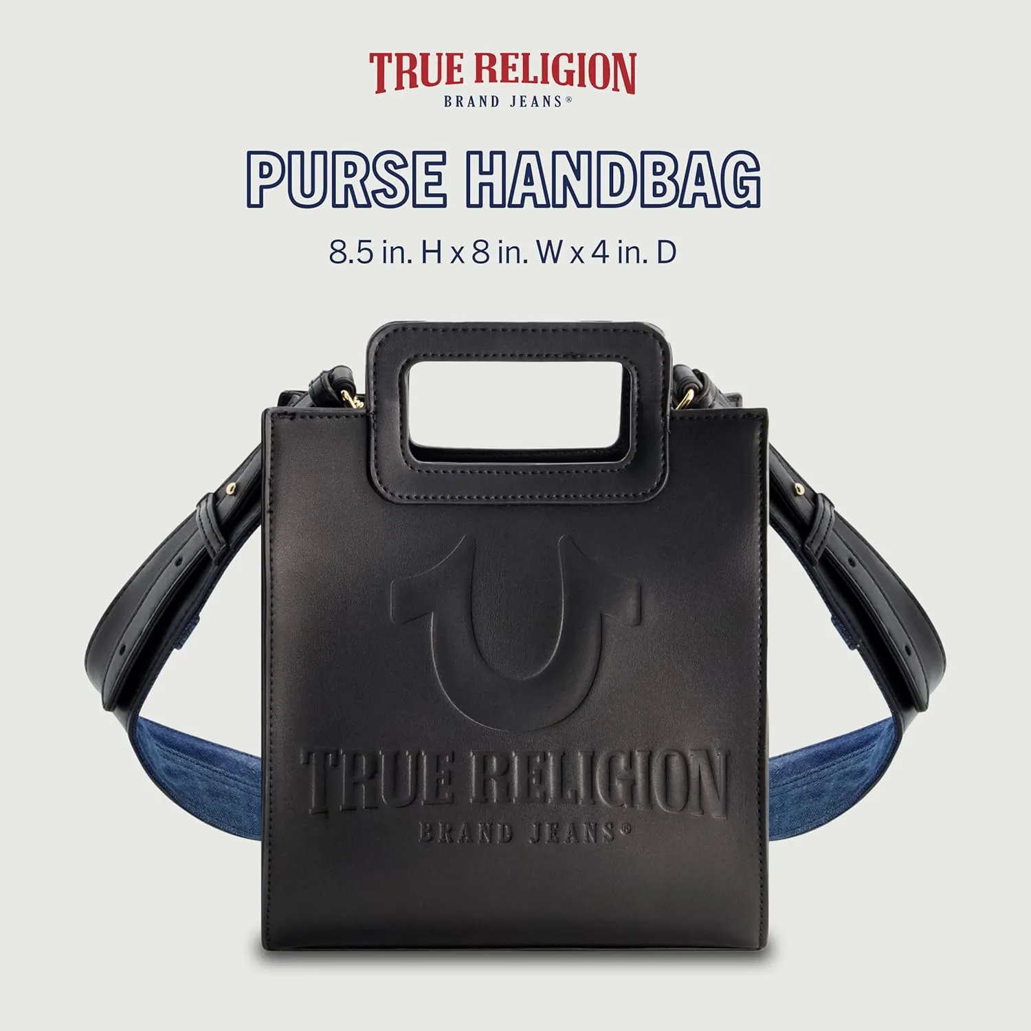 True Religion Women's Tote Bag, North South Travel Purse Handbag with Adjustable Shoulder Strap and Horseshoe Motif