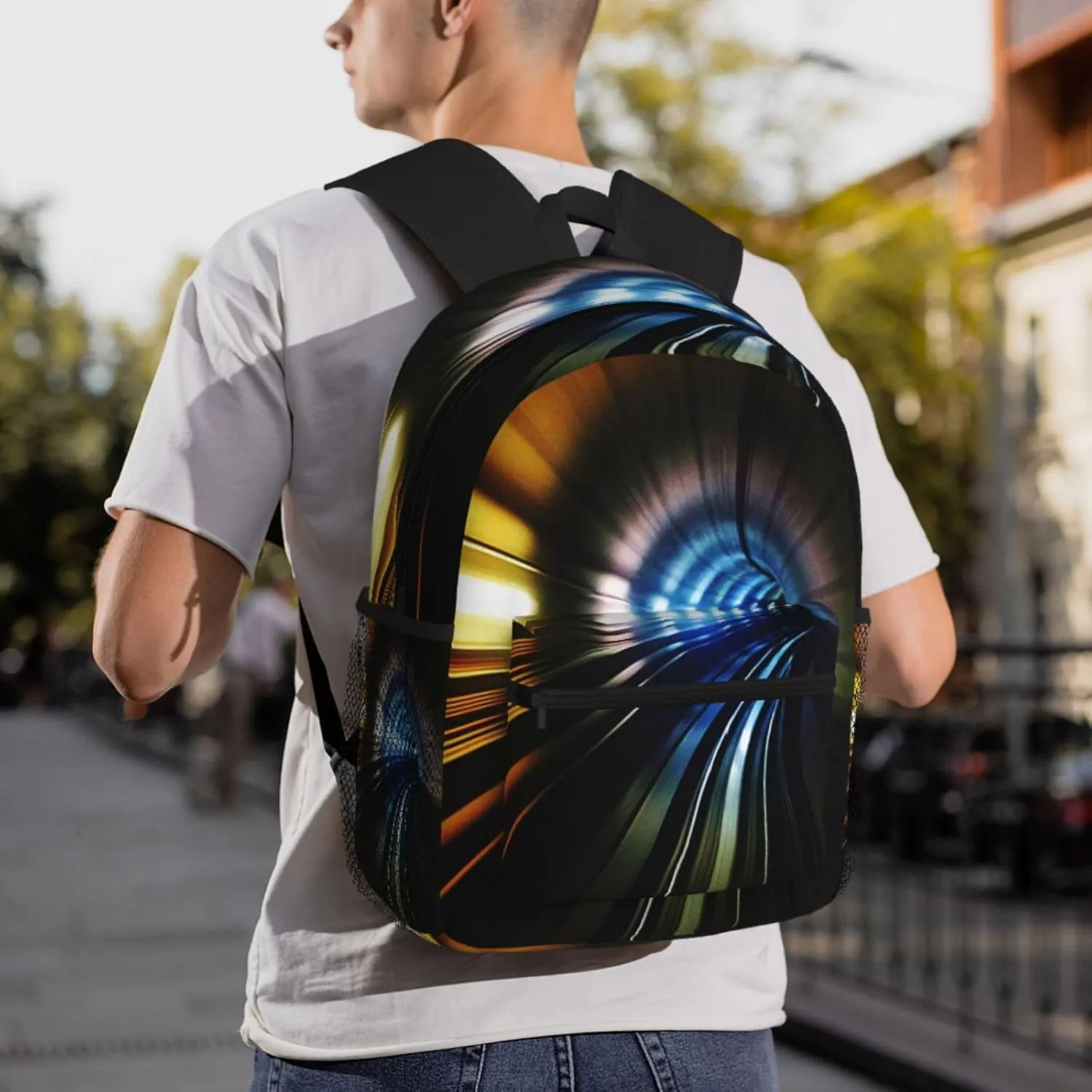 Tube Subway Underground Train Backpack, Travel Laptop Backpack Computer Bag Rucksack for Men Women Business Work Fits 15.6 Inch Notebook