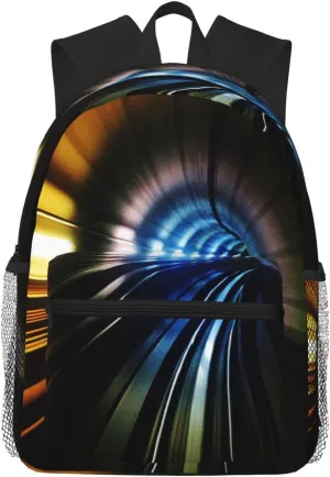 Tube Subway Underground Train Backpack, Travel Laptop Backpack Computer Bag Rucksack for Men Women Business Work Fits 15.6 Inch Notebook
