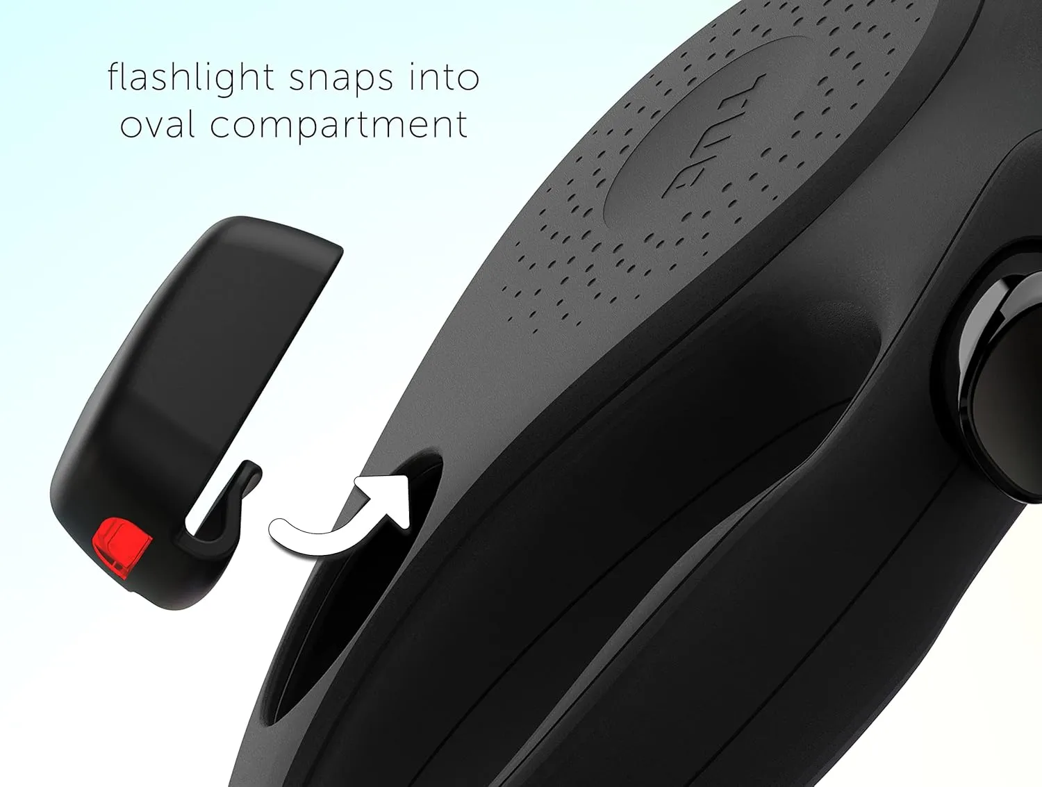 TUG Oval 360° Tangle-Free Retractable Dog Leash | Flashlight Included | Integrated Waste Bag Dispenser Pocket (Medium, Black)