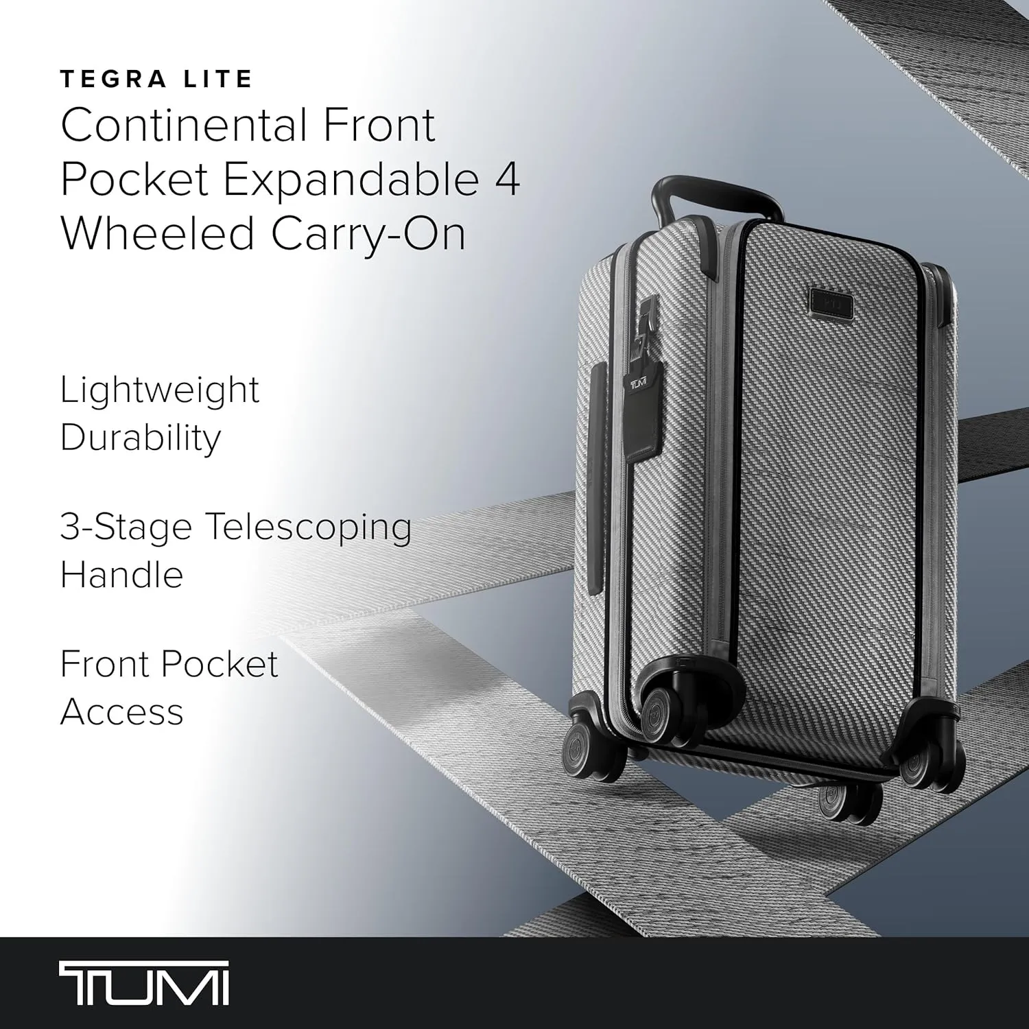 TUMI - Tegra-Lite Continental Front Pocket Expandable 4 Wheeled Carry-On - Hard Shell Suitcase for Travel - With USB-C Port - T-Graphite