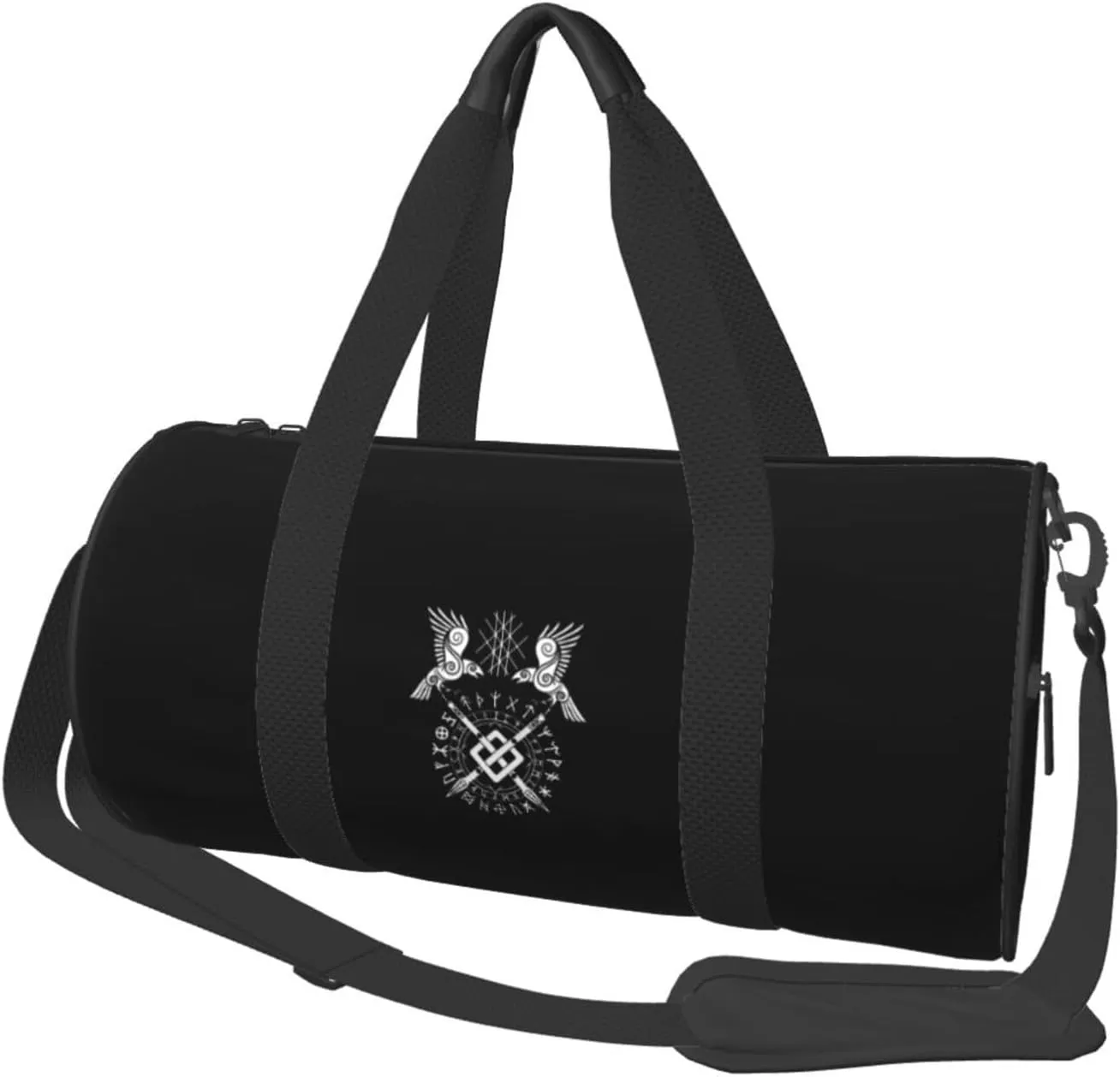 Twin Ravens Of Odin Norse Pagan Symbol Convertible Garment Bag with Shoulder Strap, Carry on Garment Duffel Bag for Men Women - Rolling Foldable for Travel Luggage Bags (Black)