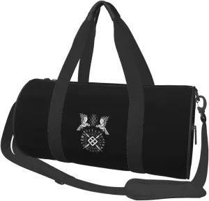Twin Ravens Of Odin Norse Pagan Symbol Convertible Garment Bag with Shoulder Strap, Carry on Garment Duffel Bag for Men Women - Rolling Foldable for Travel Luggage Bags (Black)