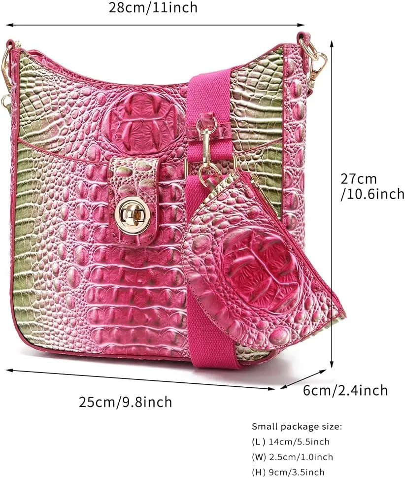 UBALDI Women Purse Satchel Bag Long Crossbody Classy Tote Bag Shoulder Purse Vegan Leather Ladies Handbags Embossed Pattern
