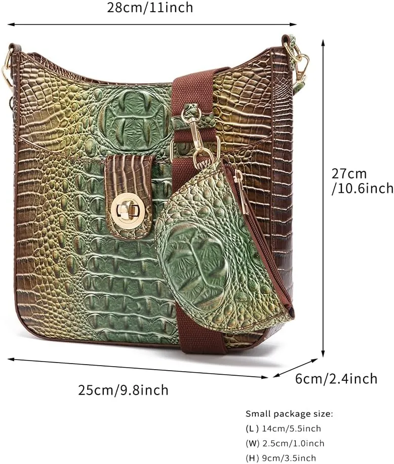 UBALDI Women Purse Satchel Bag Long Crossbody Classy Tote Bag Shoulder Purse Vegan Leather Ladies Handbags Embossed Pattern