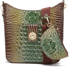 UBALDI Women Purse Satchel Bag Long Crossbody Classy Tote Bag Shoulder Purse Vegan Leather Ladies Handbags Embossed Pattern
