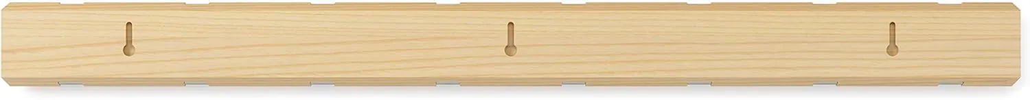 Umbra Flip Wall-Mounted Coat Rack Rail Hook for Hats, Jackets, Bags and More – Modern, Space-Saving Storage Organizer for Entryway, Mudroom, Closet, Bathroom, Bedroom, Kids Room, or Nursery, 8 Hooks, Natural/Nickel