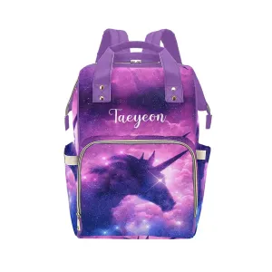 Unicorn Starry Sky Diaper Bags Backpack with Name Personalized Baby Bag Nursing Nappy Bag Travel Tote Bag Gifts for Mom Girl, 10.83 x 6.69 x 15 Inch