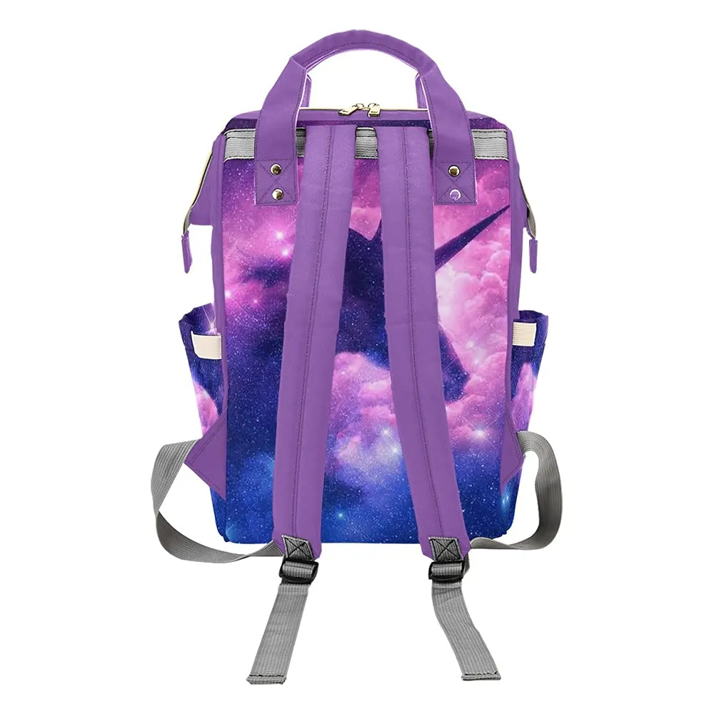 Unicorn Starry Sky Diaper Bags Backpack with Name Personalized Baby Bag Nursing Nappy Bag Travel Tote Bag Gifts for Mom Girl, 10.83 x 6.69 x 15 Inch