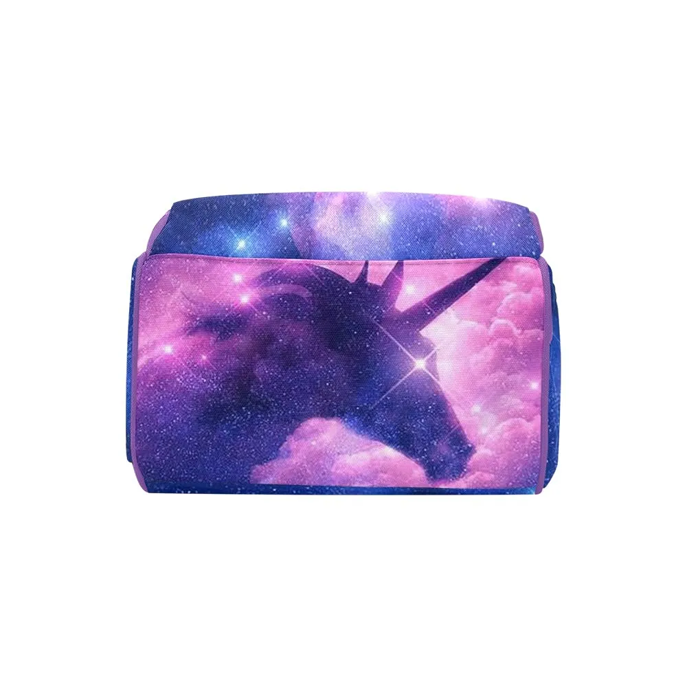 Unicorn Starry Sky Diaper Bags Backpack with Name Personalized Baby Bag Nursing Nappy Bag Travel Tote Bag Gifts for Mom Girl, 10.83 x 6.69 x 15 Inch