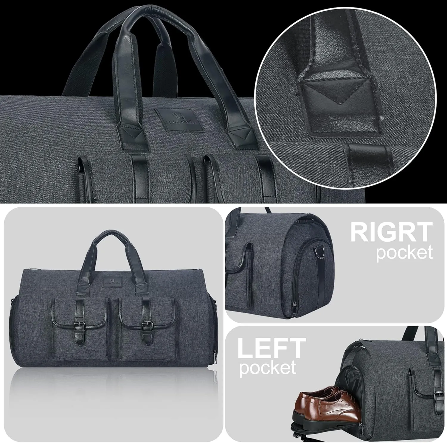 UNIQUEBELLA Carry on Garment Bag for Travel Convertible Garment Duffel Suit Bag with Shoe Compartment Weekend Flight Bag for Men Women