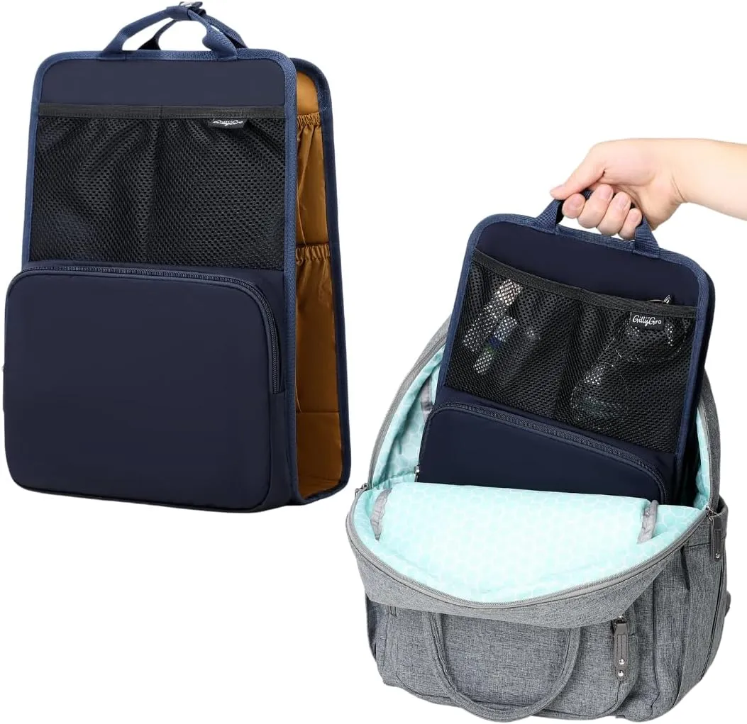 Unisex Foldable Vertical Backpack Organizer Insert for Tote Bag, Carry On, Picnic, Camping - With Pockets & Handle