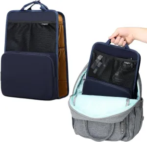 Unisex Foldable Vertical Backpack Organizer Insert for Tote Bag, Carry On, Picnic, Camping - With Pockets & Handle