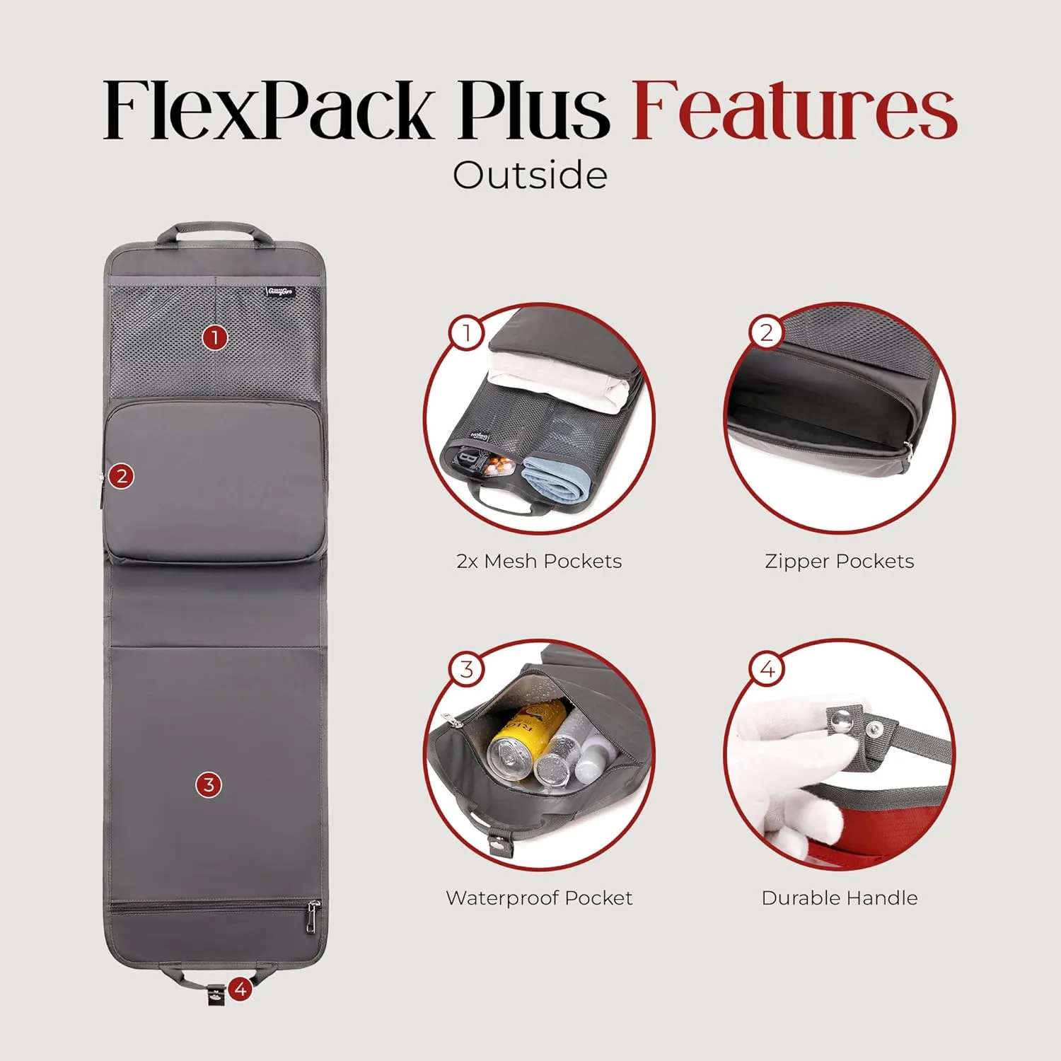 Unisex Foldable Vertical Backpack Organizer Insert for Tote Bag, Carry On, Picnic, Camping - With Pockets & Handle