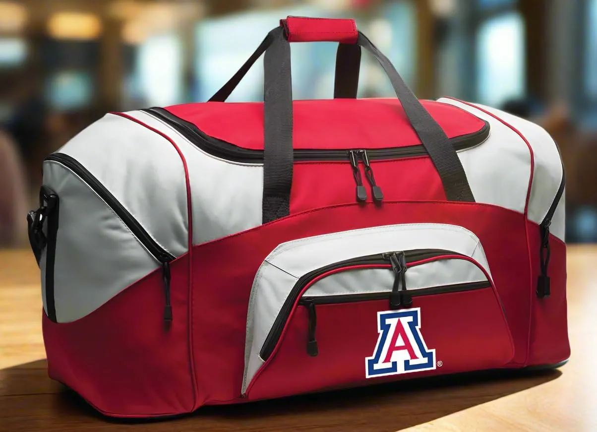 University of Arizona Duffel Bag LARGE Arizona Wildcats Suitcase or Gym Bag for Men Ladies Him or Her! (Arizona Wildcats Logo, Red)