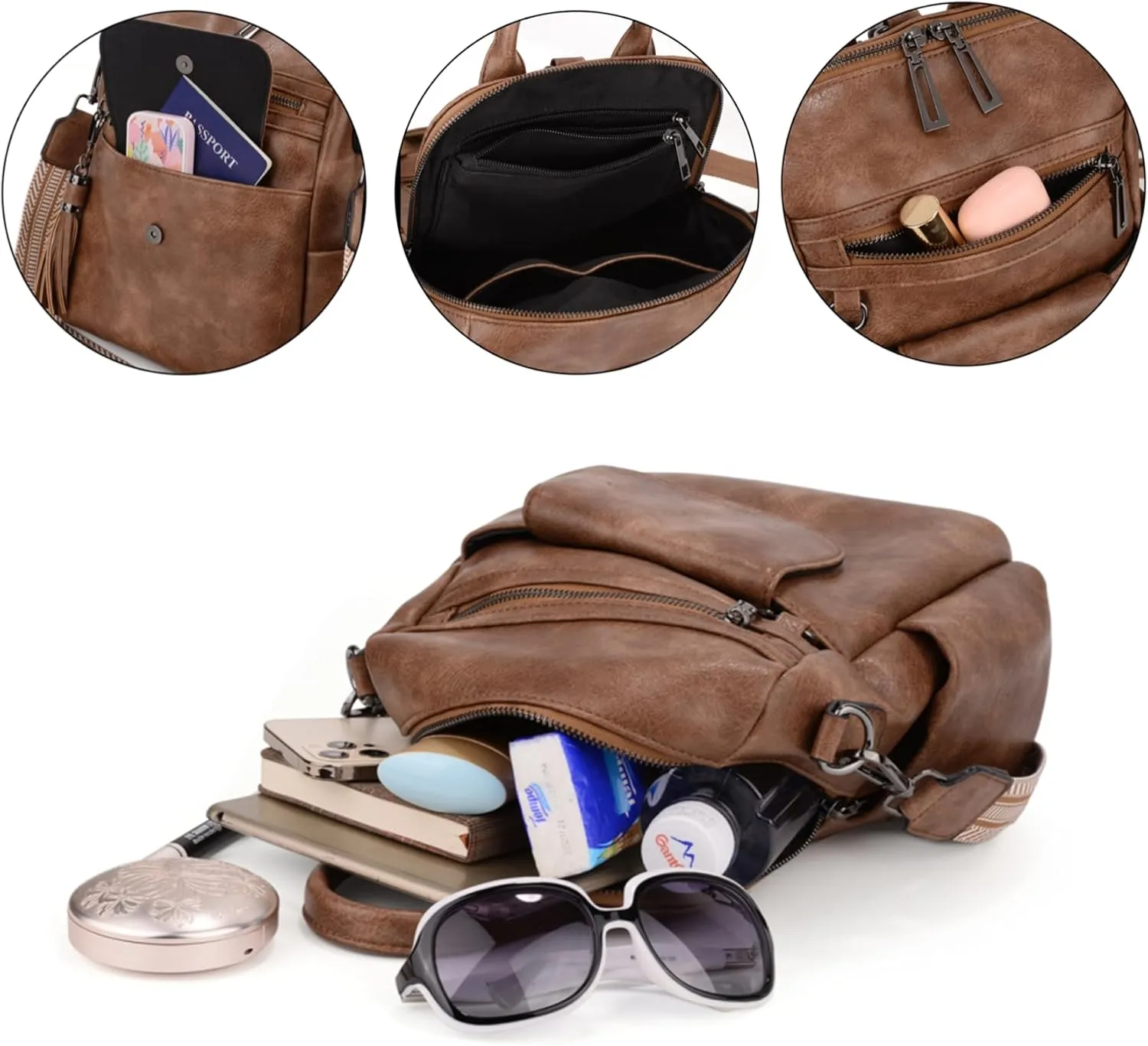 Uromee Backpack Purse for Women Small Vegan Leather Ladies Fashion Tassel Mini Travel Shoulder Bag Convertible