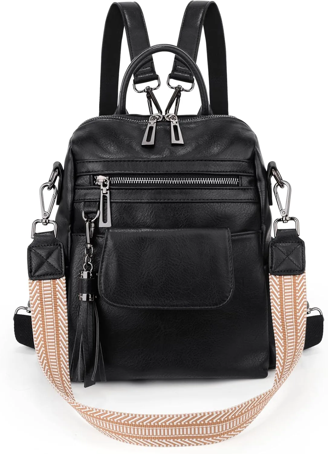 Uromee Backpack Purse for Women Small Vegan Leather Ladies Fashion Tassel Mini Travel Shoulder Bag Convertible