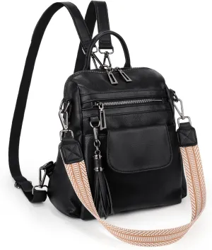 Uromee Backpack Purse for Women Small Vegan Leather Ladies Fashion Tassel Mini Travel Shoulder Bag Convertible