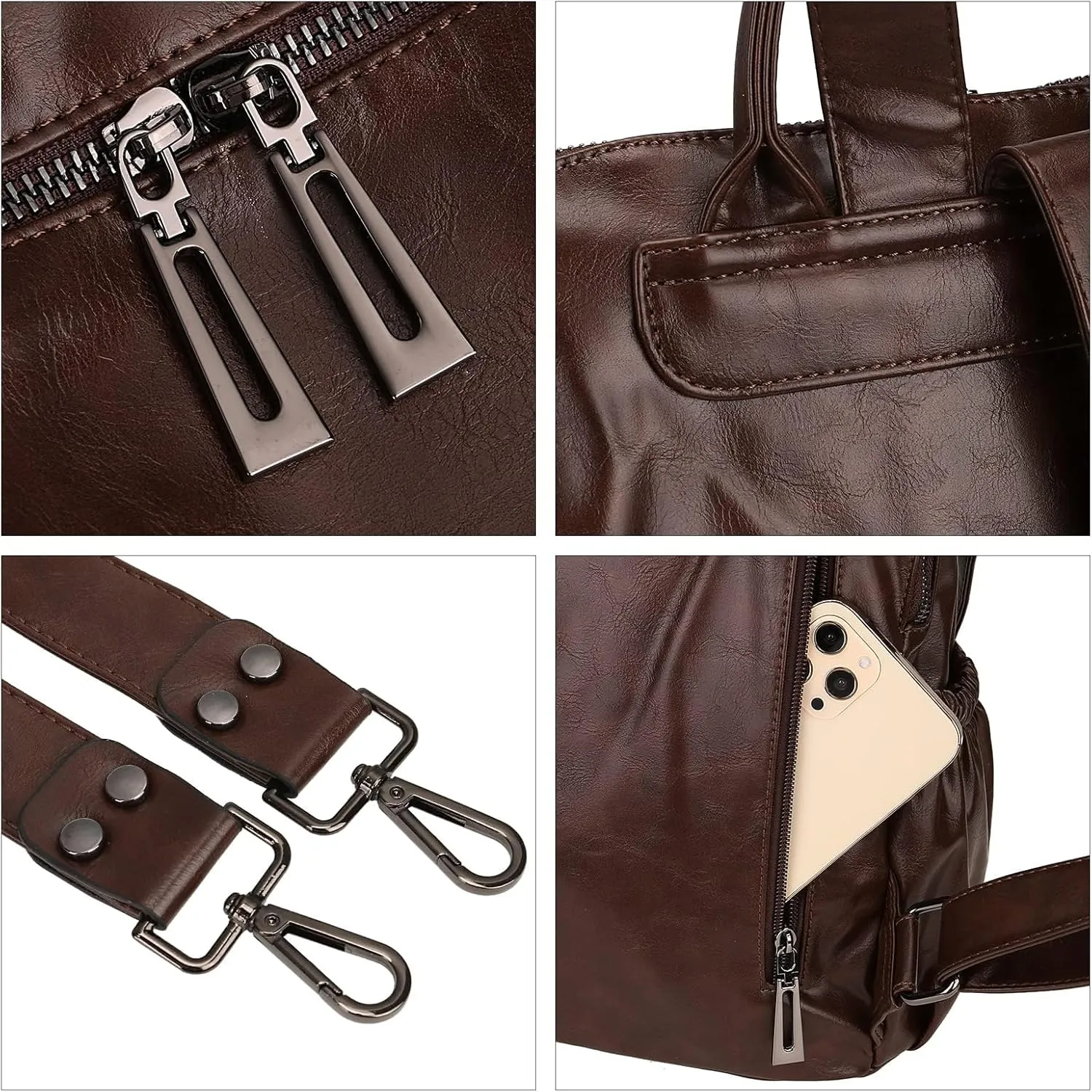 Uromee Backpack Purse for Women Vegan Leather Ladies Fashion Travel Tassel Shoulder Bag Convertible Coffee bag