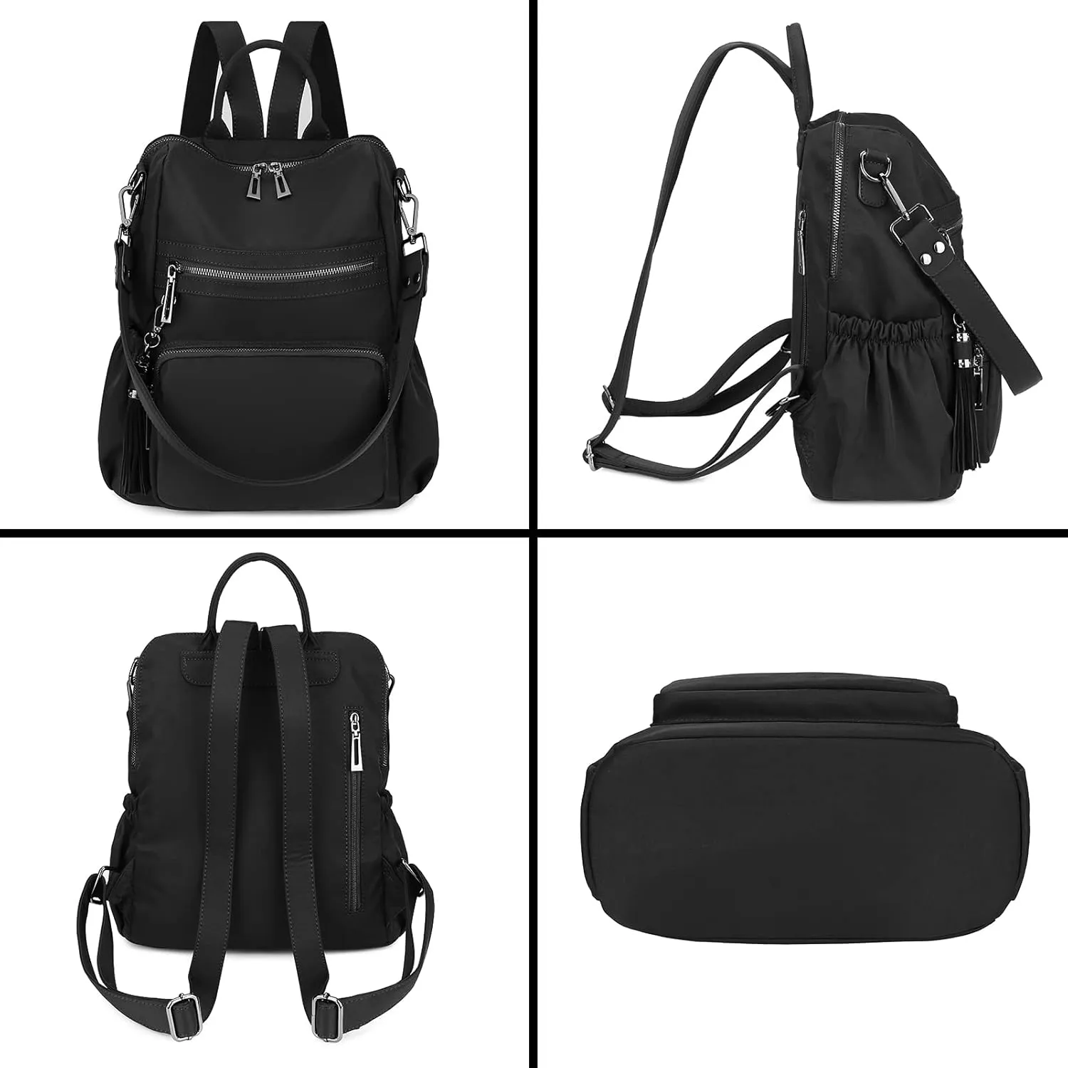 Uromee Travel Backpack Purse for Women Nylon Ladies Fashion Tassel Shoulder Bag Convertible