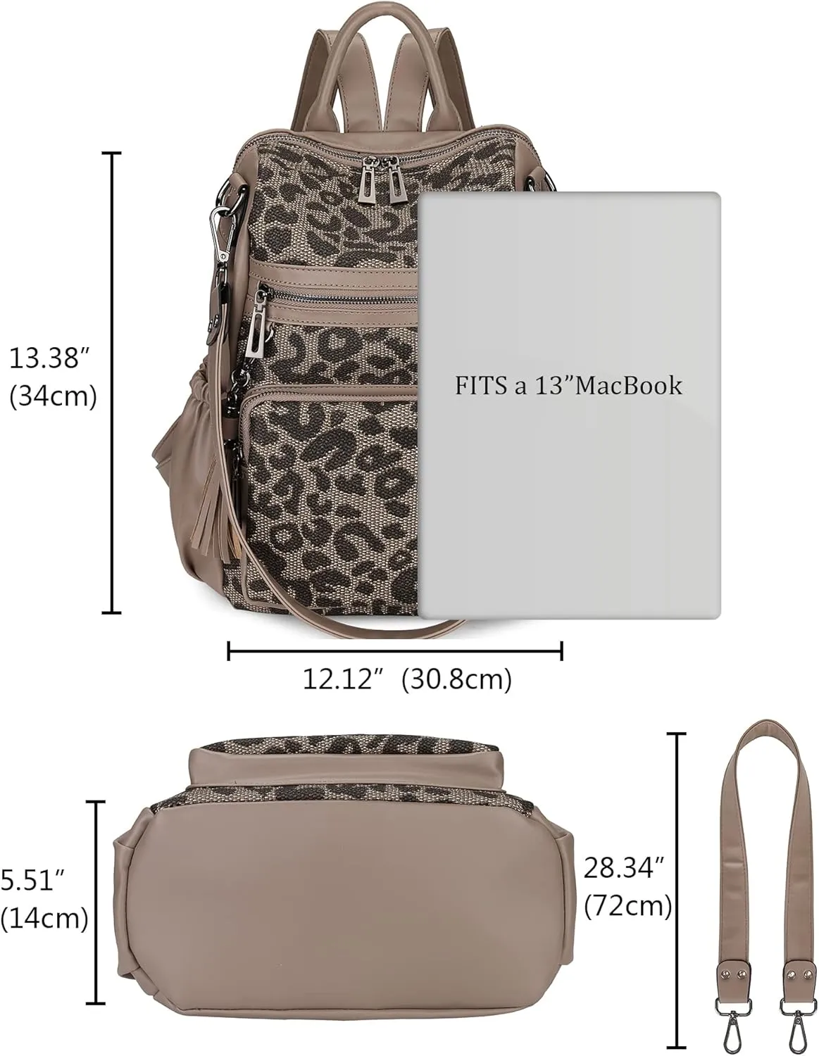 Uromee Travel Backpack Purse for Women Vegan Leather Fashion Ladies Tassel Shoulder Bag Convertible