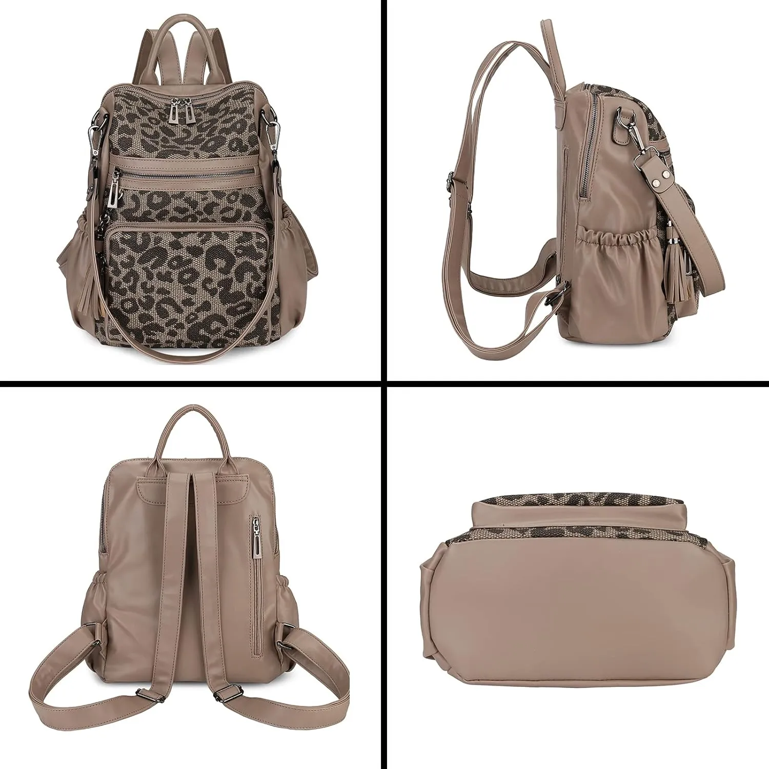 Uromee Travel Backpack Purse for Women Vegan Leather Fashion Ladies Tassel Shoulder Bag Convertible