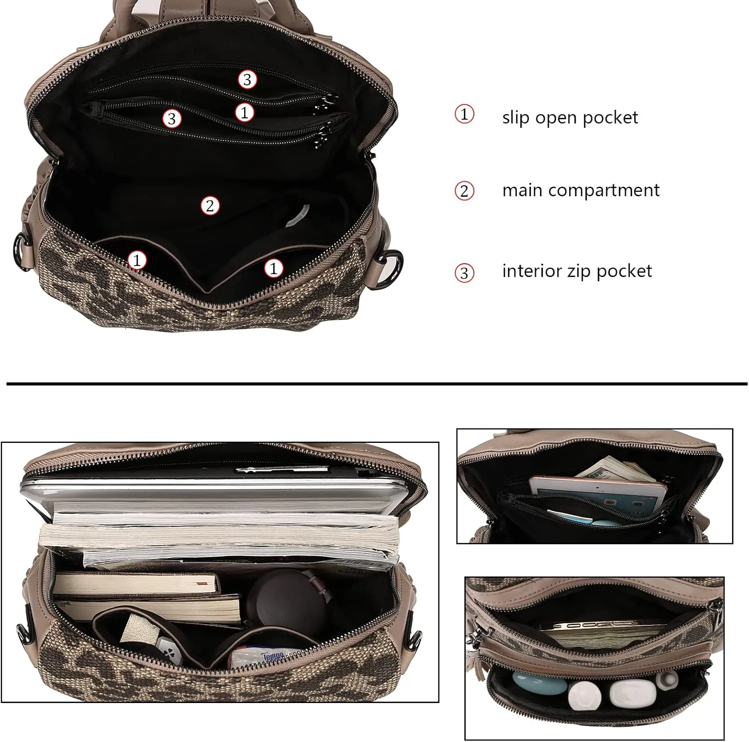 Uromee Travel Backpack Purse for Women Vegan Leather Fashion Ladies Tassel Shoulder Bag Convertible