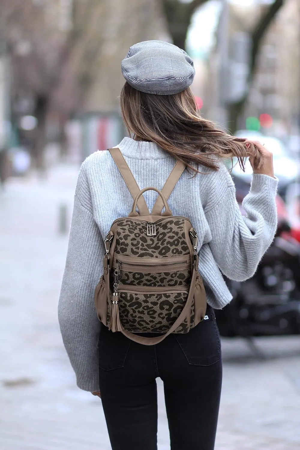 Uromee Travel Backpack Purse for Women Vegan Leather Fashion Ladies Tassel Shoulder Bag Convertible